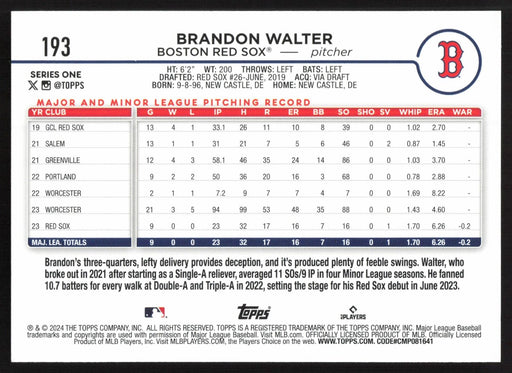 2024 Topps #193 Brandon Walter Holiday (Series One)