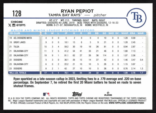 2024 Topps Chrome #128 Ryan Pepiot