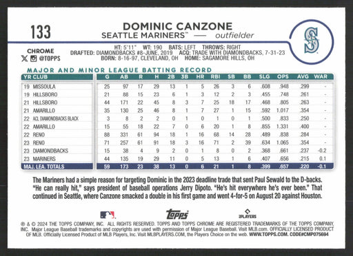 2024 Topps Chrome #133 Dominic Canzone Prism Refractor