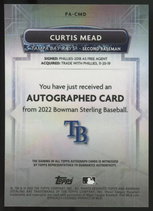 2022 Bowman Sterling #PA-CMD Curtis Mead Prospect Autographs