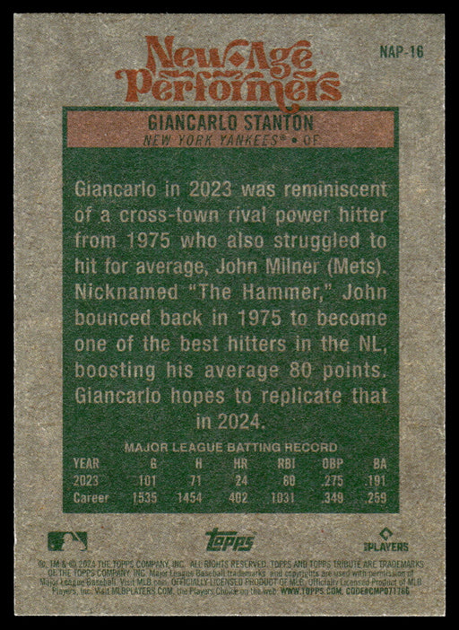 2024 Topps Heritage #NAP-16 Giancarlo Stanton New Age Performers