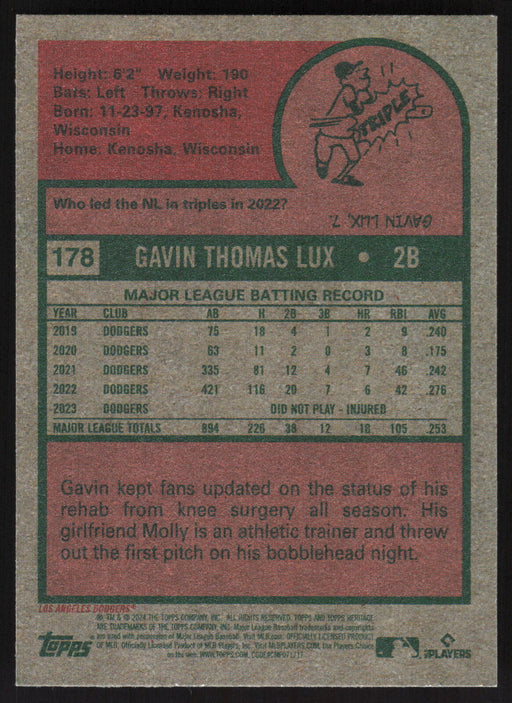 2024 Topps Heritage #178 Gavin Lux