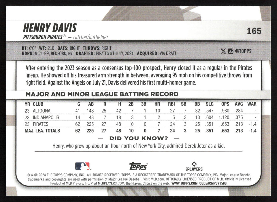 2024 Topps Big League #165 Henry Davis