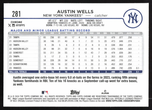 2024 Topps Chrome #281 Austin Wells