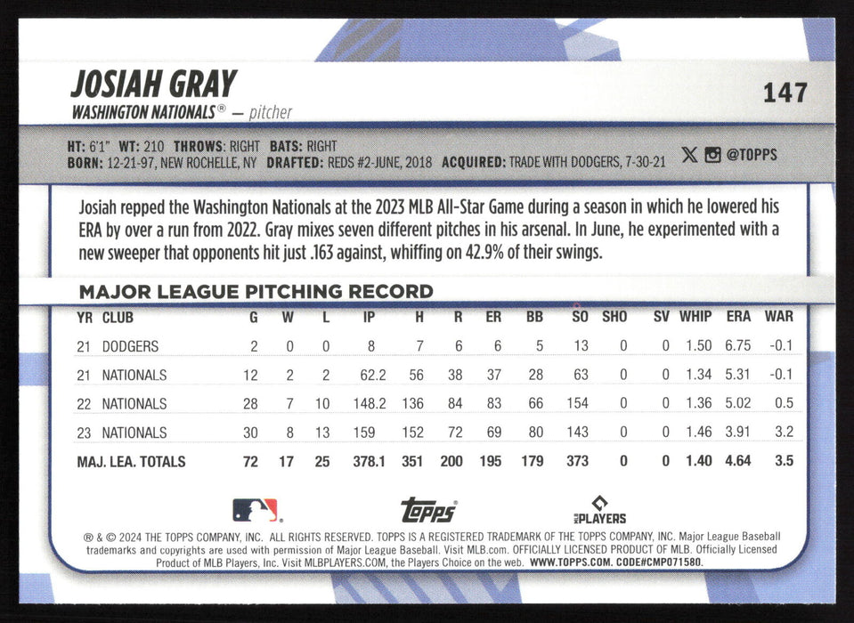 2024 Topps Big League #147 Josiah Gray