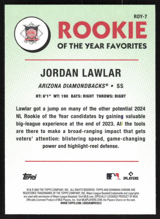 2024 Bowman #ROY-7 Jordan Lawlar Rookie of the Year Favorites