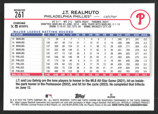 2024 Topps Chrome #261 J.T. Realmuto Refractor