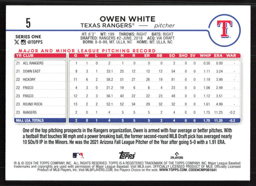 2024 Topps #5 Owen White Holiday