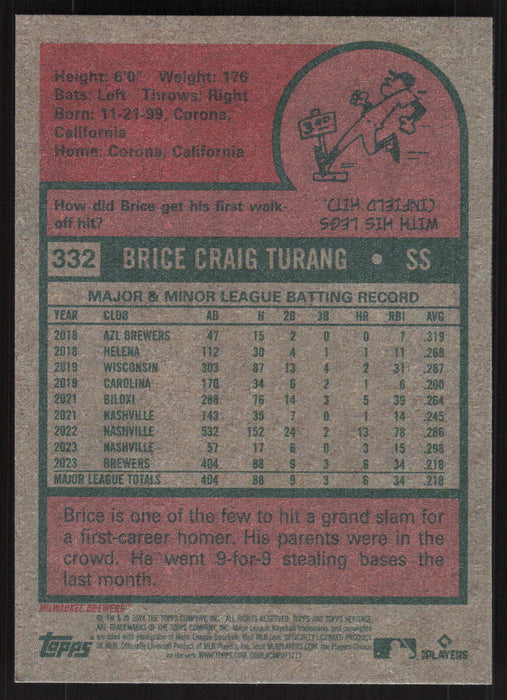 2024 Topps Heritage #332 Brice Turang Base