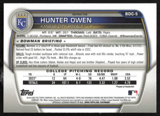 2023 Bowman Draft #BDC-5 Hunter Owen Chrome Refractor