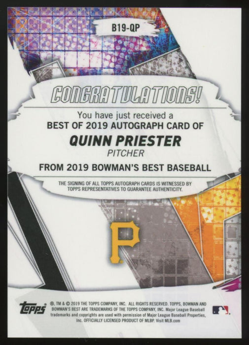 2019 Bowman's Best #B19-QP Quinn Priester Best of 2019 Autographs