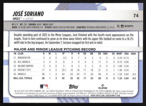 2024 Topps Big League #74 José Soriano