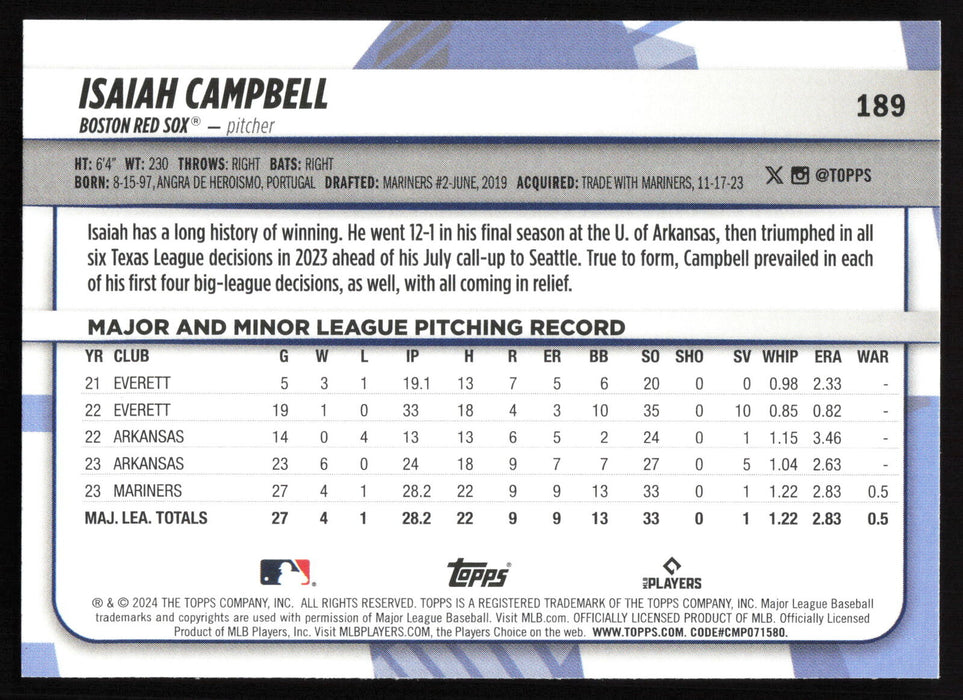 2024 Topps Big League #189 Isaiah Campbell