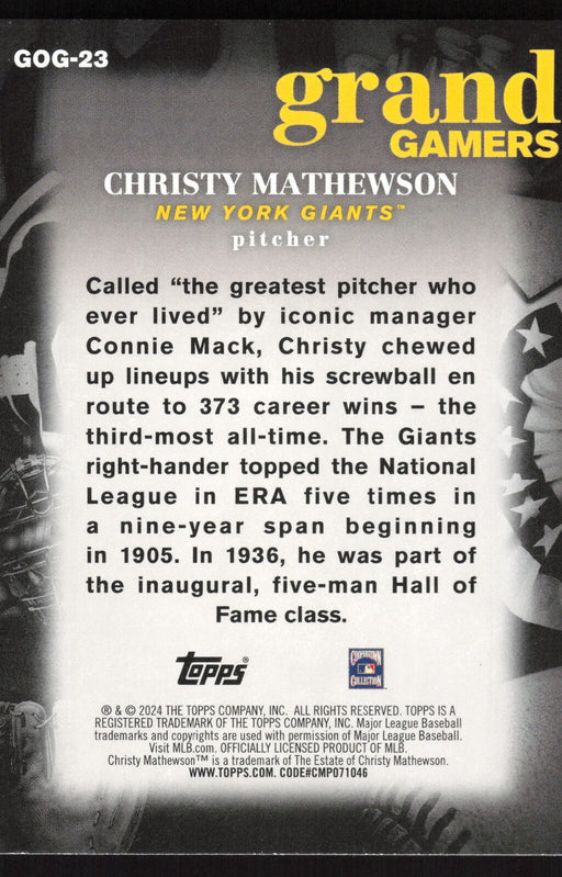 2024 Topps #GOG-23 Christy Mathewson Grand Gamers