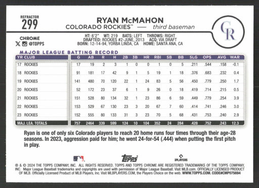 2024 Topps Chrome #299 Ryan McMahon Refractor