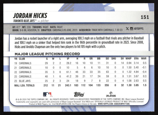 2024 Topps Big League #151 Jordan Hicks