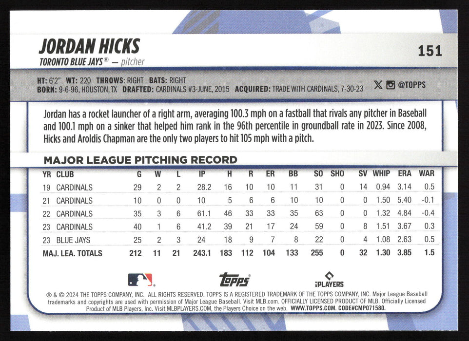 2024 Topps Big League #151 Jordan Hicks