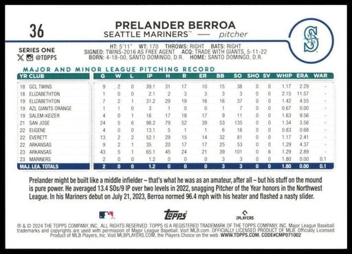 2024 Topps #36 Prelander Berroa