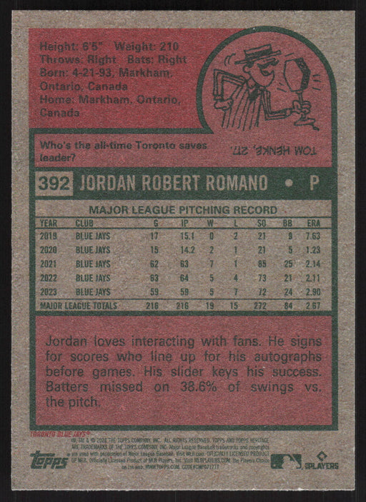 2024 Topps Heritage #392 Jordan Romano Base