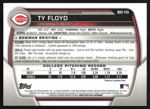 2023 Bowman Draft #BDC-155 Ty Floyd Chrome Refractor