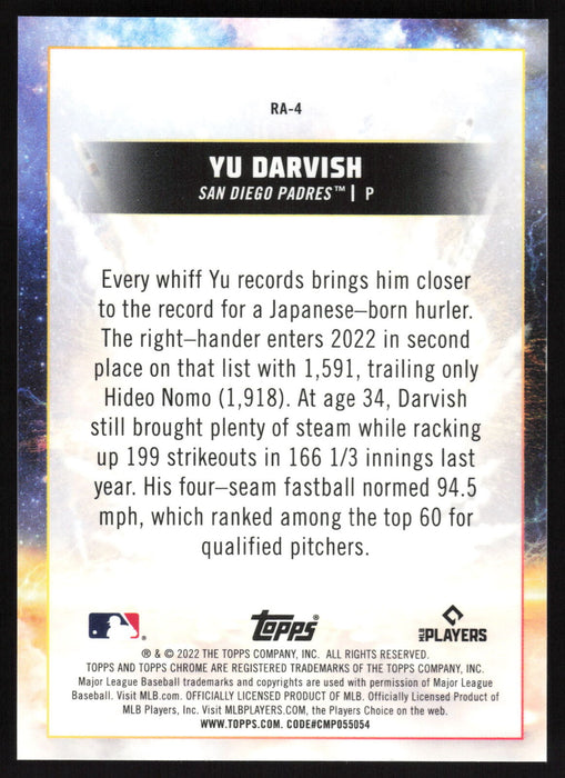 2022 Topps Chrome Cosmic #RA-4 Yu Darvish Rocket Arms