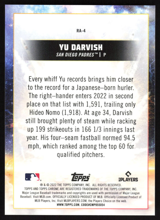 2022 Topps Chrome Cosmic #RA-4 Yu Darvish Rocket Arms