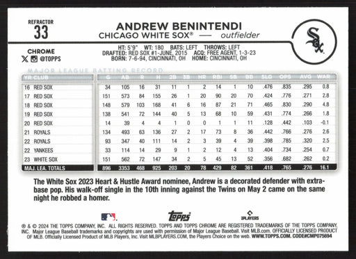 2024 Topps Chrome #33 Andrew Benintendi Refractor