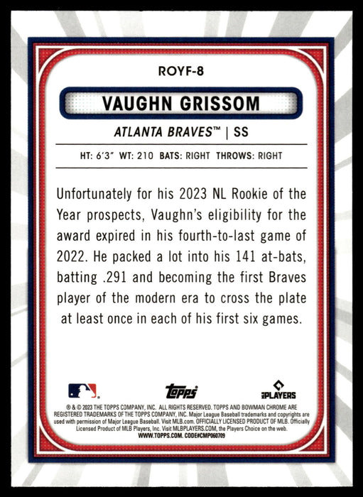 2023 Bowman #ROYF-8 Vaughn Grissom Rookie of the Year Favorites