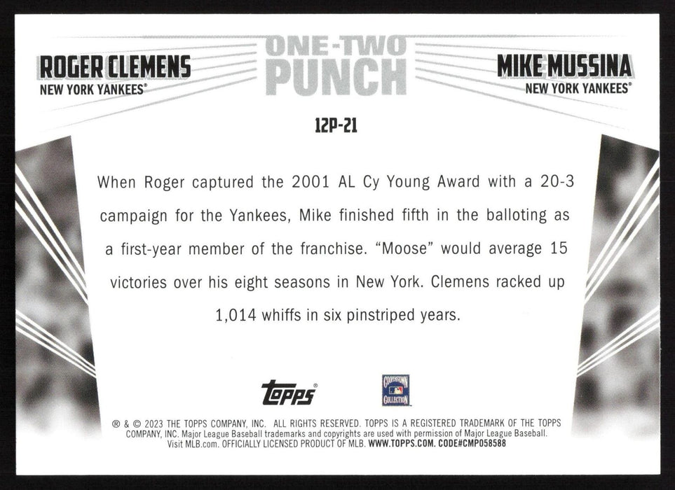 2023 Topps #12P-21 Roger Clemens / Mike Mussina One-Two Punch