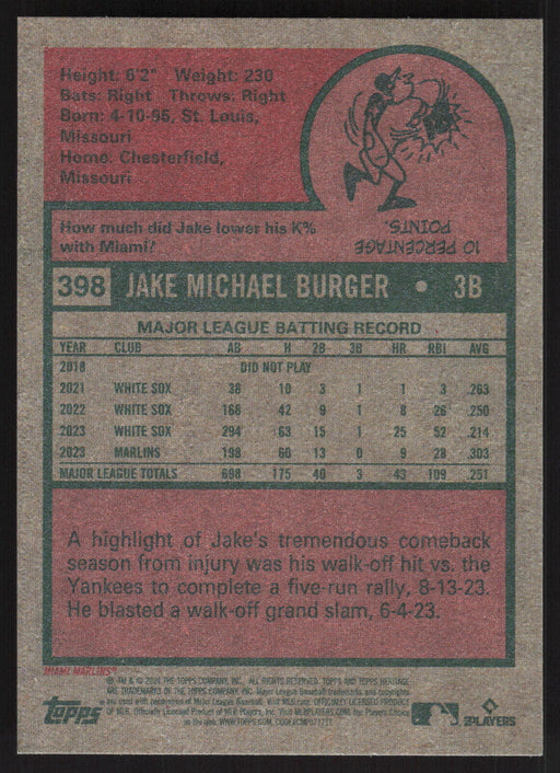 2024 Topps Heritage #398 Jake Burger Base