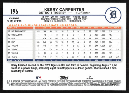 2024 Topps Chrome #196 Kerry Carpenter