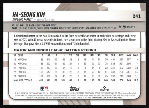 2024 Topps Big League #241 Ha-Seong Kim Rainbow Foil