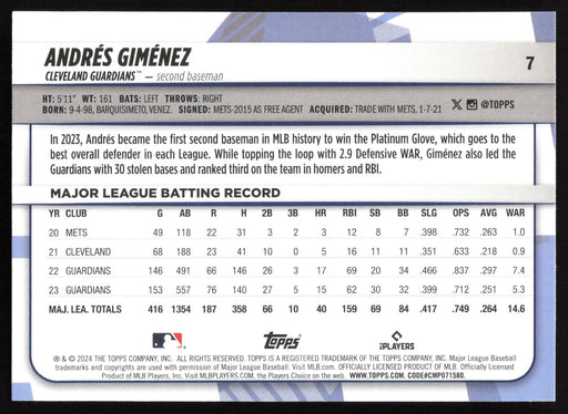 2024 Topps Big League #7 Andrés Giménez