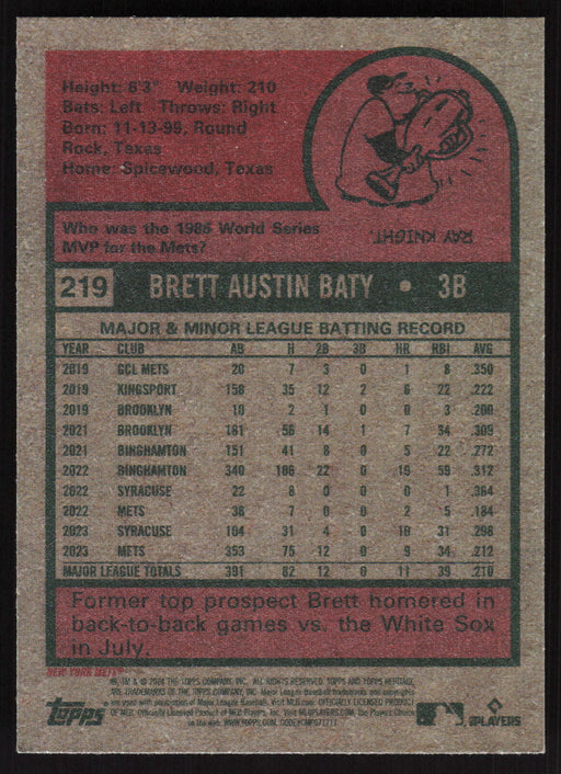 2024 Topps Heritage #219 Brett Baty Base