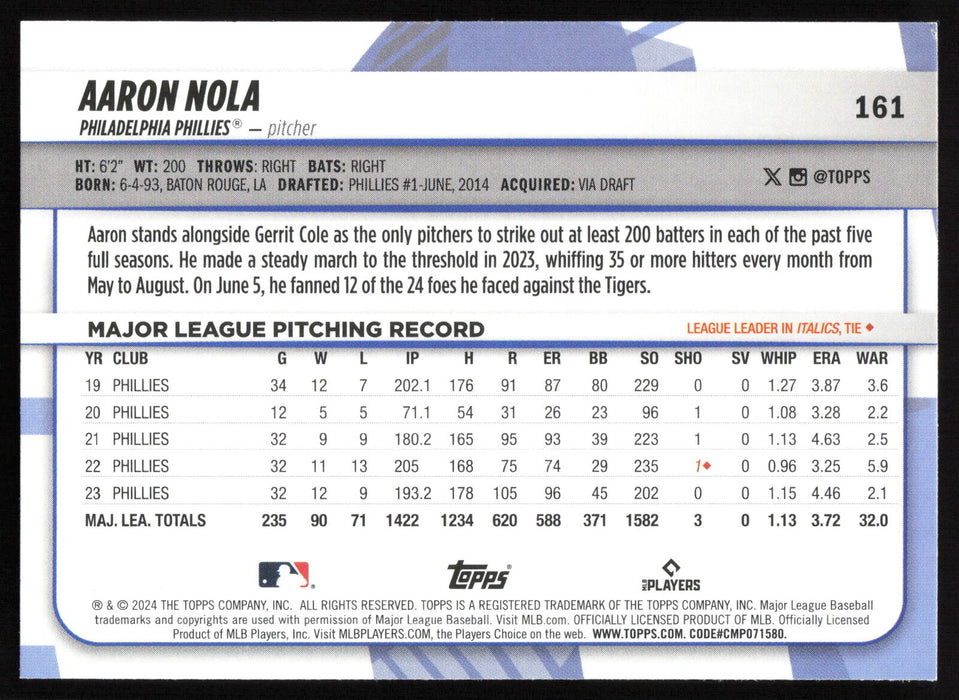 2024 Topps Big League #161 Aaron Nola