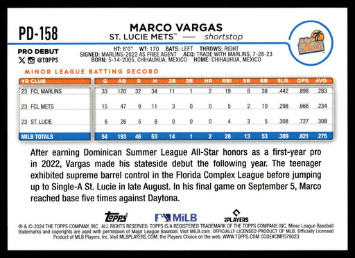 2024 Topps Pro Debut #PD-158 Marco Vargas