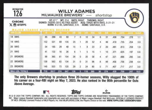 2024 Topps Chrome #126 Willy Adames Refractor