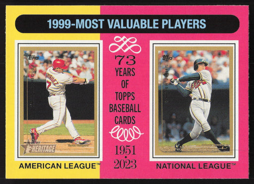 2024 Topps Heritage #201 1999 MVPs (Ivan Rodriguez / Chipper Jones)