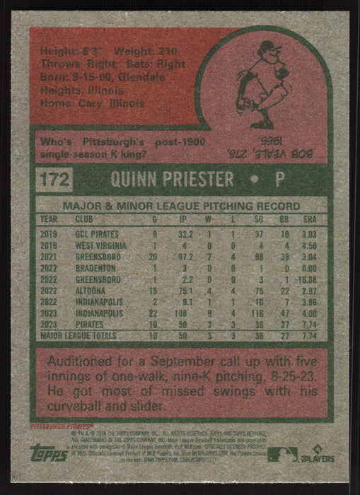 2024 Topps Heritage #172 Quinn Priester Base