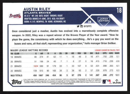 2023 Topps Japan Edition #18 Austin Riley