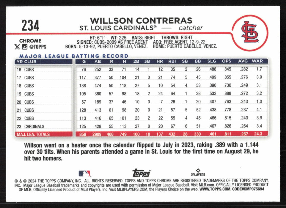 2024 Topps Chrome #234 Willson Contreras