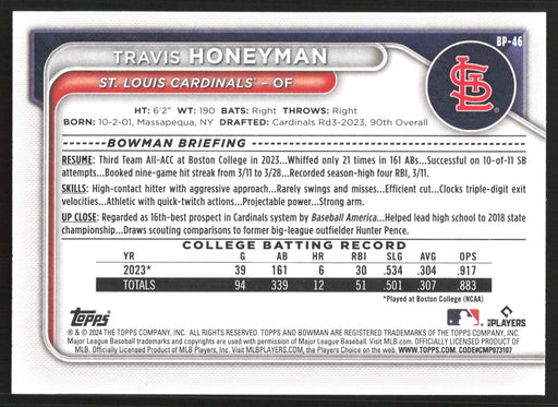 2024 Bowman #BP-46 Travis Honeyman Prospects