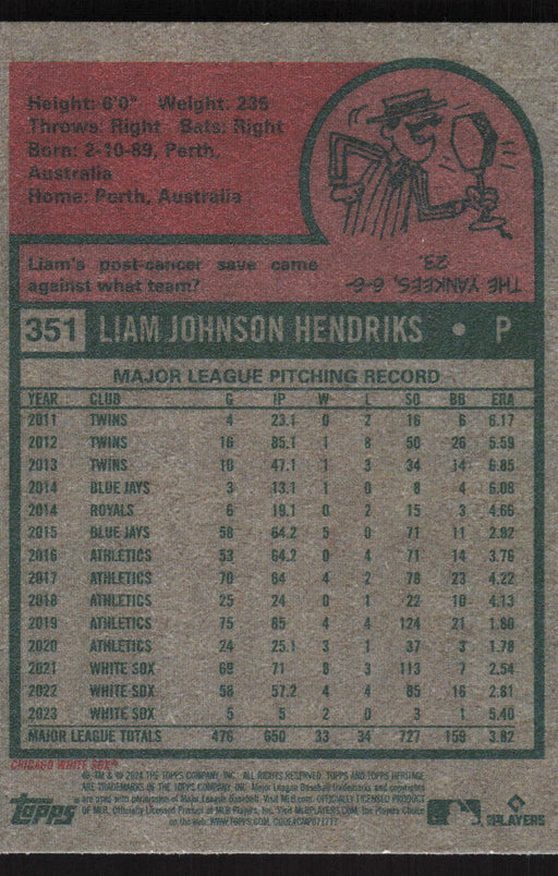 2024 Topps Heritage #351 Liam Hendriks Base