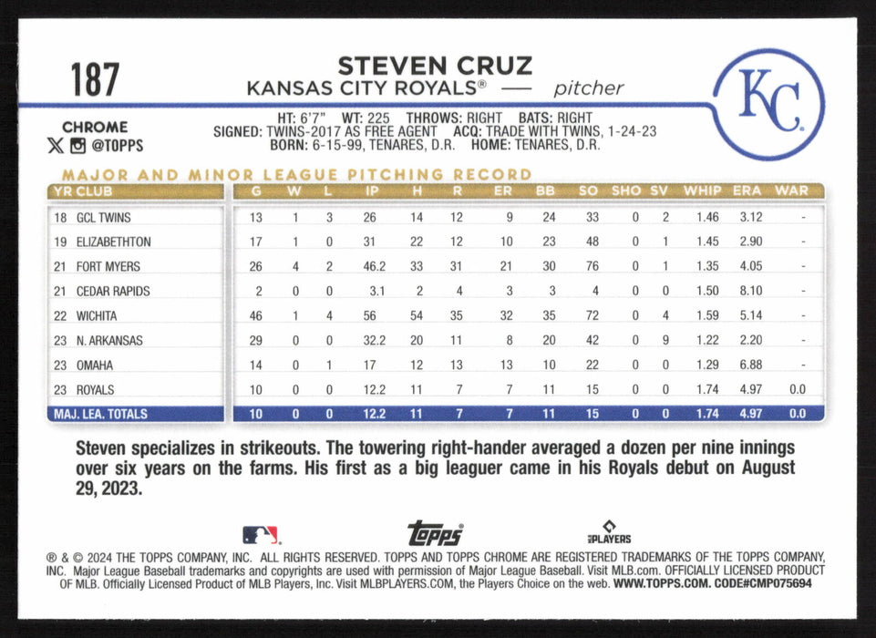 2024 Topps Chrome #187 Steven Cruz