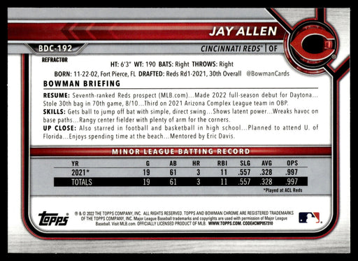 2022 Bowman Draft #BDC-192 Jay Allen Chrome Refractor