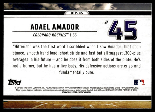 2023 Bowman #BTP-45 Adael Amador Bowman Scouts Top 100