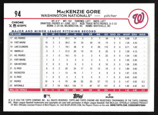 2024 Topps Chrome #94 MacKenzie Gore