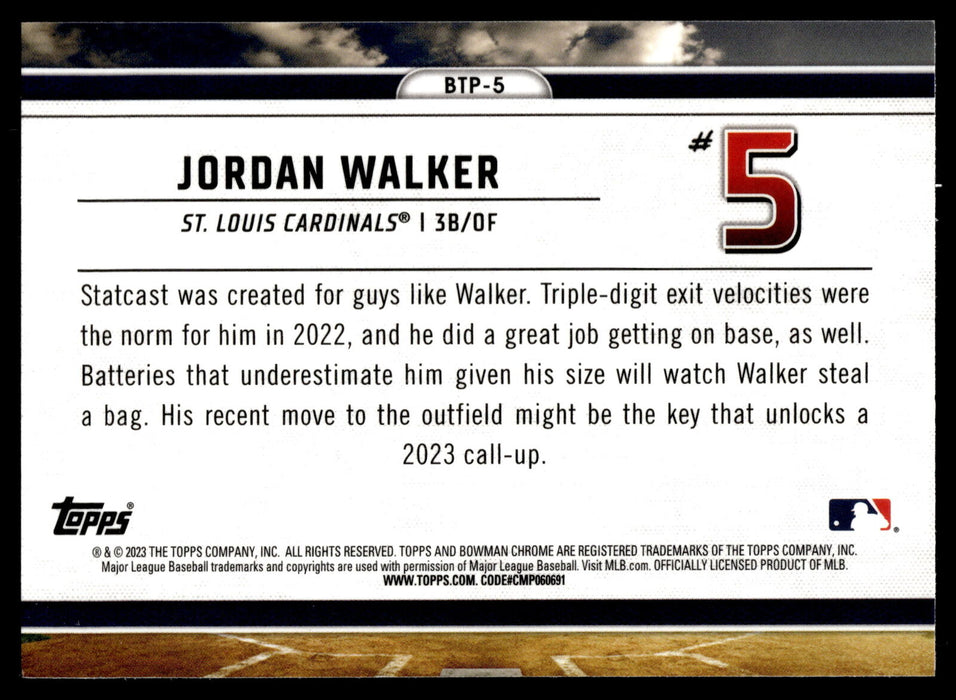 2023 Bowman #BTP-5 Jordan Walker Bowman Scouts Top 100