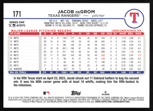 2024 Topps #171 Jacob deGrom