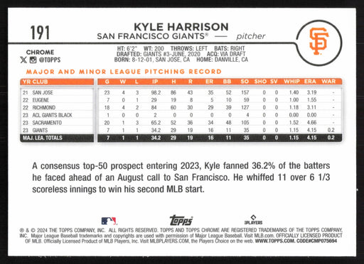 2024 Topps Chrome #191 Kyle Harrison